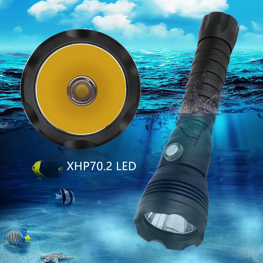 7000LM Powerful XHP70.2 yellow/white light Waterproof Scuba Diving flashlight underwater Tactical flash dive Torch Lamp | Лампы и