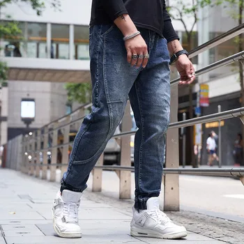 

Jeans Men 2020 Large Size Men's Blue Tie Jeans Men's Loose Casual Feet Denim Pants More Sizes XXL-6XL