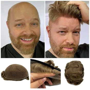 

French lace brazilian human hair men toupee natural straight hair wigs for men