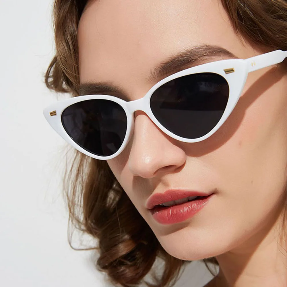 

New Vintage Black Cat Eye Sunglasses Women Fashion Brand Designer Mirror Small Frame Cateye Sun Glasses For Female Shades UV400