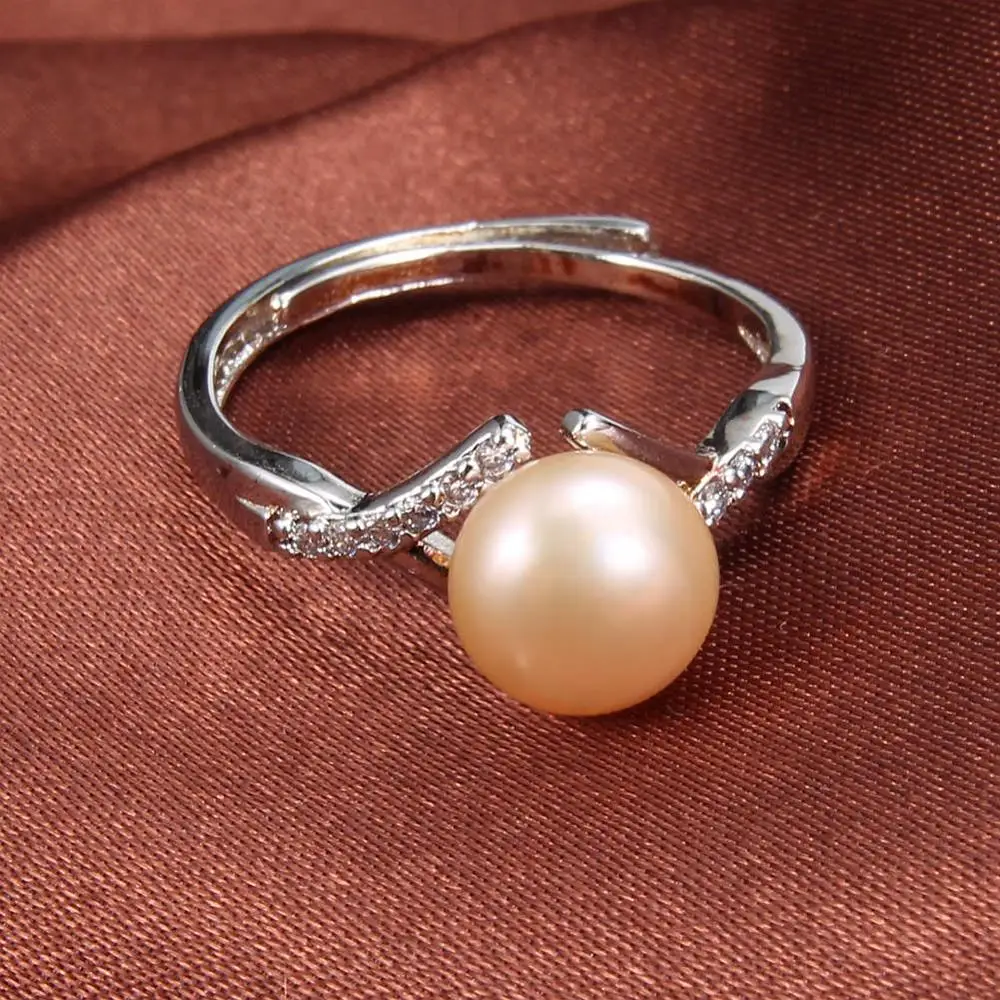 Pink Pearl Перламутровые Кольца, пресноводные жемчужные кольца в стиле барокко, модные перламутровые Кольца для женщин, обручальное серебряное регулируемое кольцо, белое/фиолетовое - Цвет камня: Pink Pearl