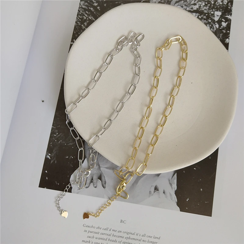925 стерлингового серебра сырой цепные Чокеры ожерелье промышленный ветер простой дикий элегантный ожерелье для женщин праздничные украшения