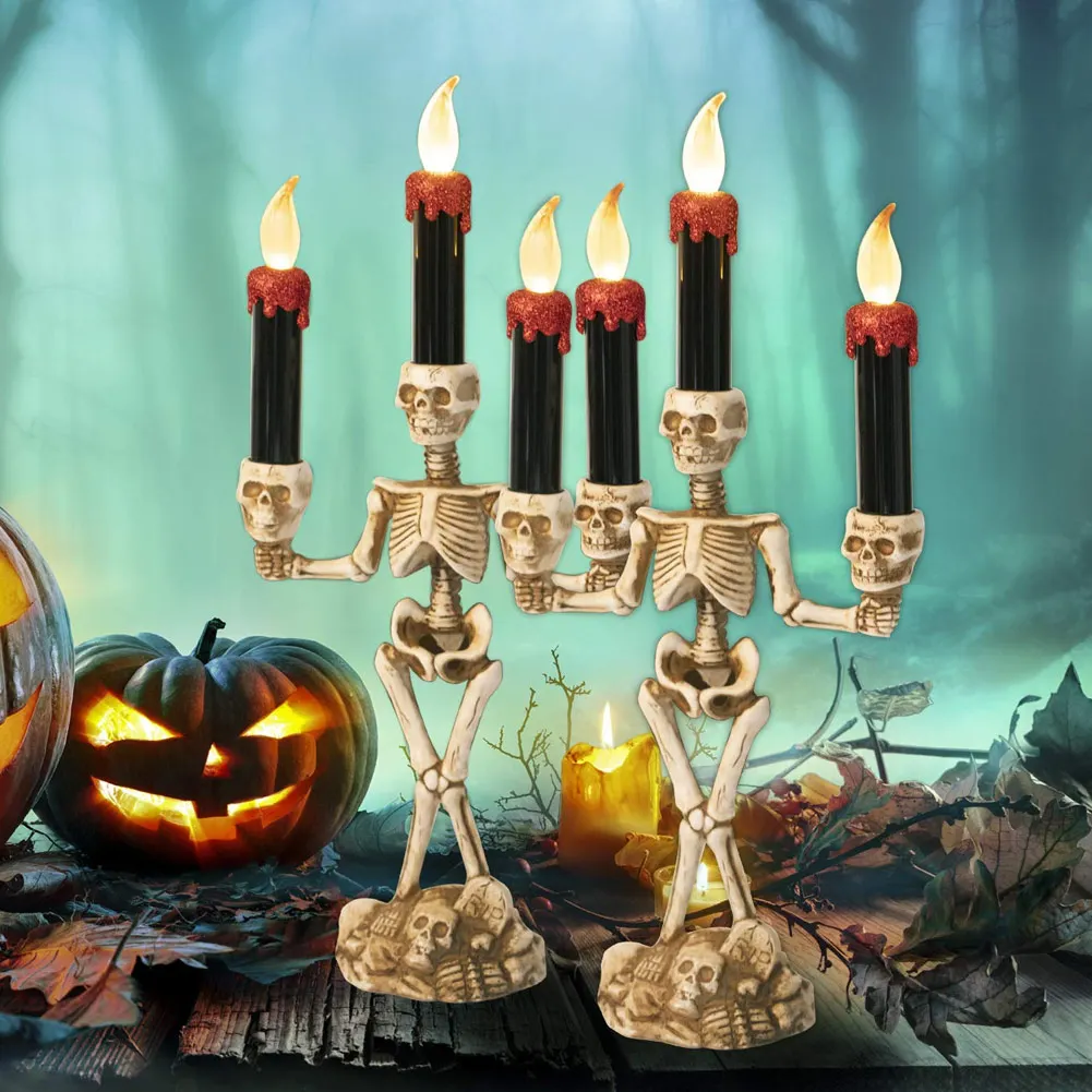 

HOT Halloween Candelabra LED Candles Flickering Light for Halloween Window Decor NDS66