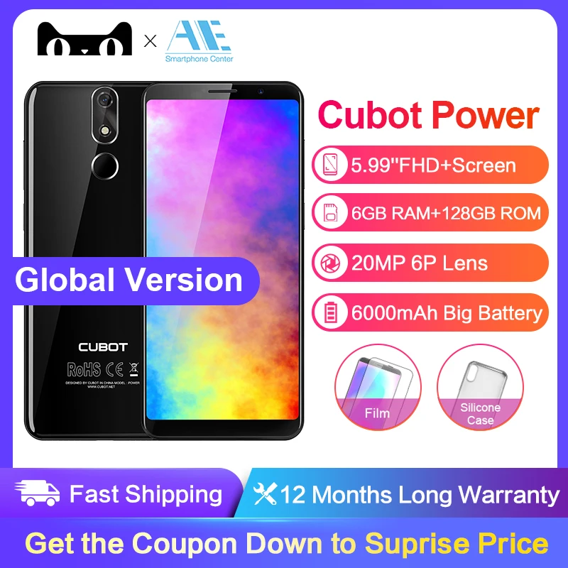 Cubot Power смартфон с 5 99 дюймовым дисплеем восьмиядерным процессором MT6763T ОЗУ 6 ГБ ПЗУ