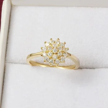 14K Yellow Gold 1.5 Carats Diamond Ring for Women Luxury Engagement Bizuteria Anillos Gemstone 14K Gold and Diamond Wedding Ring 1