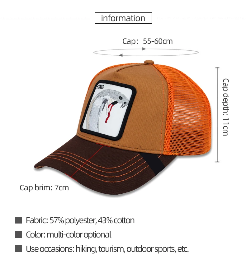 Высокое качество, бейсбольные кепки с вышивкой животных для мужчин и женщин, Snapback, летняя дышащая сетка, Gorras, унисекс, уличная одежда