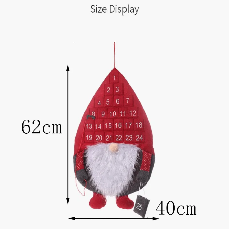 Christmas arrival calendar non-woven cloth 62x40cm Nordic long beard old man 2020 New Year Christmas interior home decoration