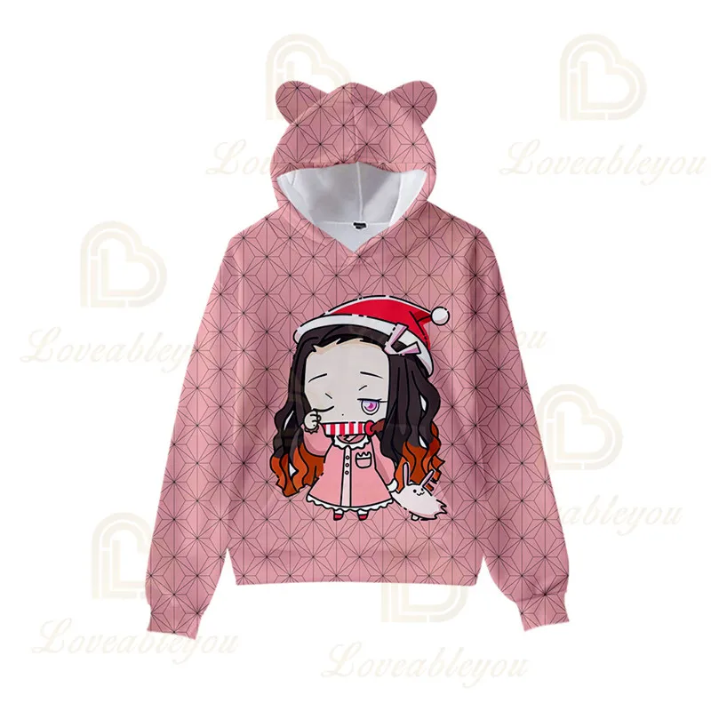 

New Cat Ears Kids Hoodie Sweatshirt Female Costume 3d Print Cosplay High Quality Hoody Spring Autumn Teenage Kpop Tops