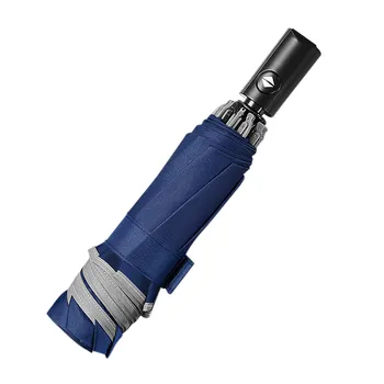 

Automatic Umbrella Reverse Folding Business Umbrella With Reflective Strips Umbrellas Rain For Men Women Black Coating