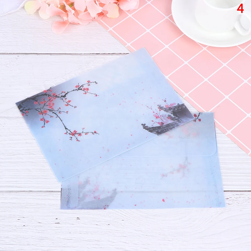 

2pcs Romantic Envelope Sulfuric Acid Paper Message Card Letter Stationary Storage Paper Gift