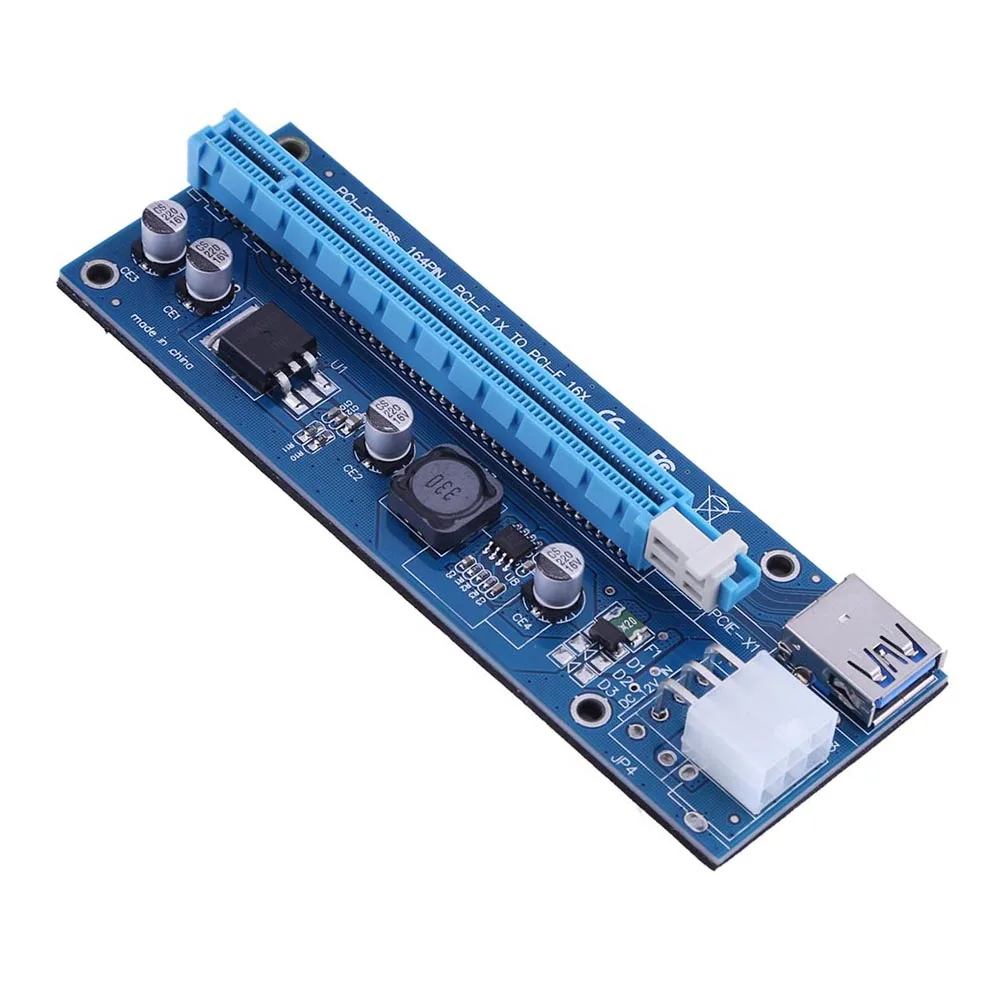 Переходник 2021 Райзер для карты PCIe 16X майнинга BTC биткоинов 6-контактный порт