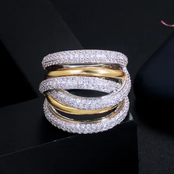 

Rings for Women Accessories Cross Gold Silver Mix Color Micro Pave Zircon Luxury Wide Ring Jewelry ZK40