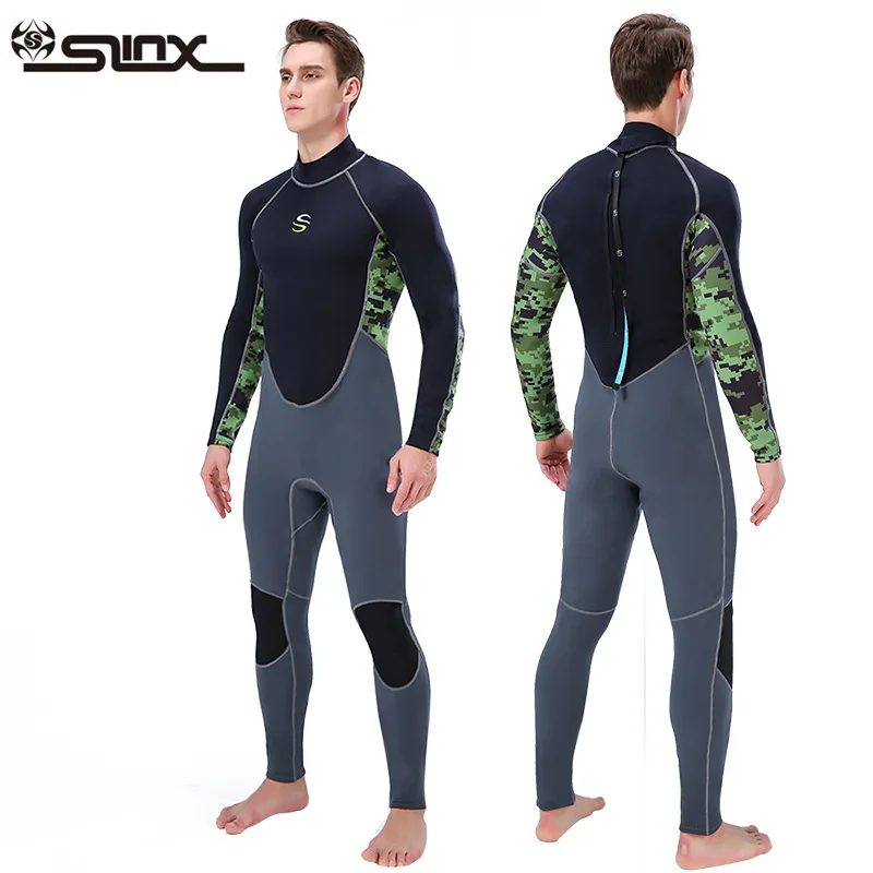Men's Stretch 2mm Neoprene Wetsuit Back Zip Full Body Diving Suit One