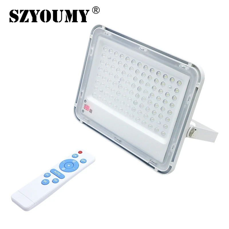 

SZYOUMY LED Flood Light with Power Display 60W 150W Light Sensor Floodlight Solar Garden Outdoor Lighting with Remote Control