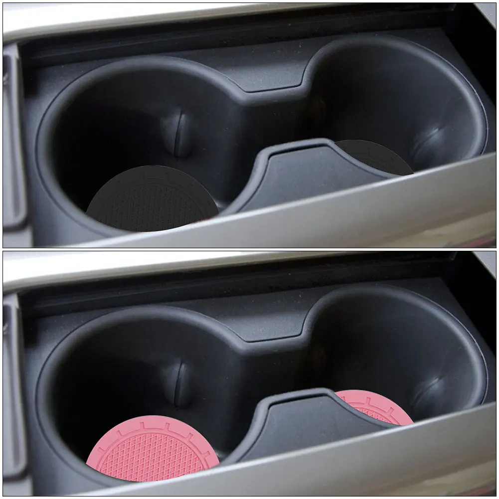 2Pieces Car Cup Mat Waterproof Vehicle Coaster Rubber Water Cup Bottle Holder Non-slip Pad for Auto Car Interior Accessories cup holder coasters car coaster pads