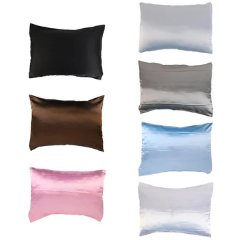 

1PC Pure Emulation Satin Silk Pillowcase Square Pillow Single Cover Chair Seat Soft Mulberry Plain Pillow Case Cover