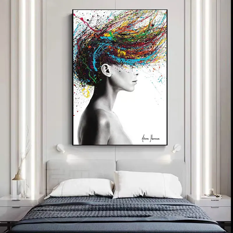 Привлекательная и Обнаженная женщина красочная голова абстрактные картины