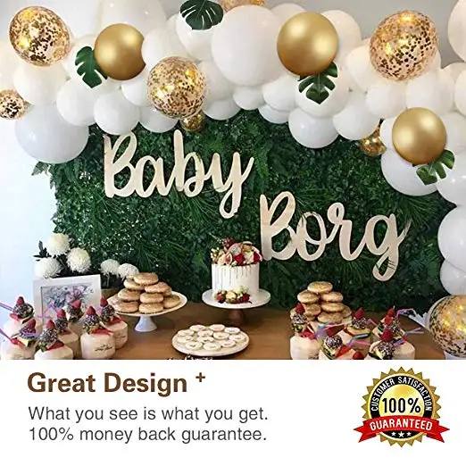 Suparty Brand Balloon Garland Arch Kit White Gold Confetti Balloons 101 PCS Artificial Palm Leaves 6 for Parties | Дом и сад