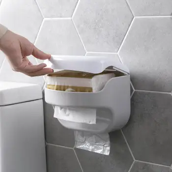

Bathroom Tissue Box Rack Case Toilet Paper Garbage Bag Roll Paper Dispenser Box Holder Wall Mounted