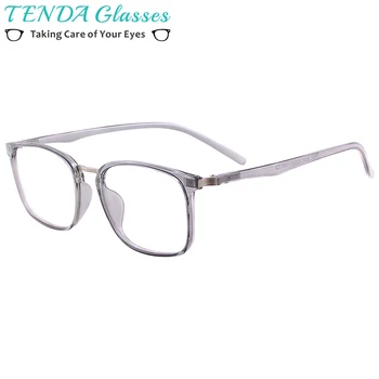 

Men Women Metal Square Full Rim Transparent Light Flexible TR90 Eyeglasses For Prescription Bifocal Myopia Reading Lenses