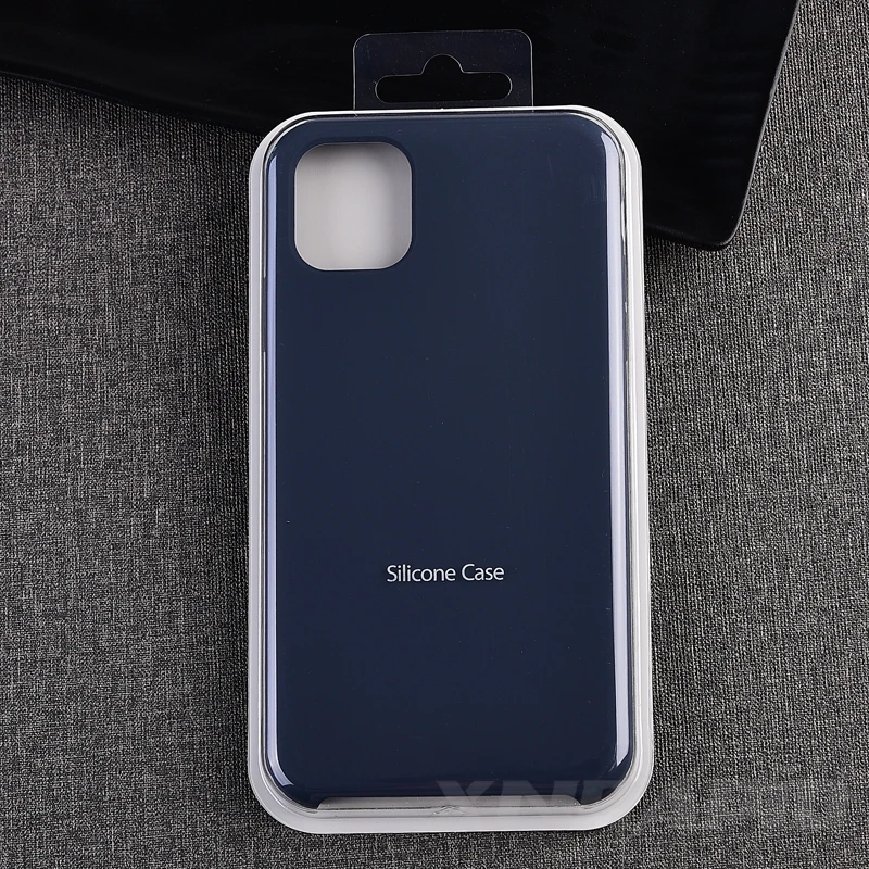 Middle Night Blue Официальный силиконовый чехол с логотипом для Apple iPhone 11 Pro Max, чехол для iPhone X Xs XR 6 6s 7 8 Plus, задняя крышка с коробкой - Цвет: Middle Night Blue