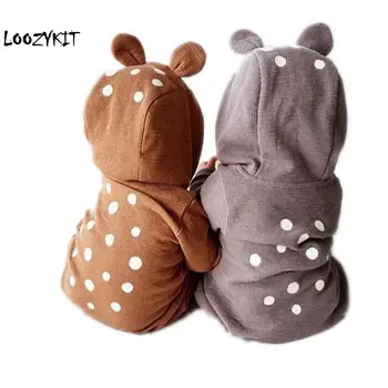 

CYSINCOS Baby Boy Girl Clothes Spring Autumn Romper 3D Bear Ear Costume Solid Gray Rompers Warm Cotton Romper Playsuit Clothes