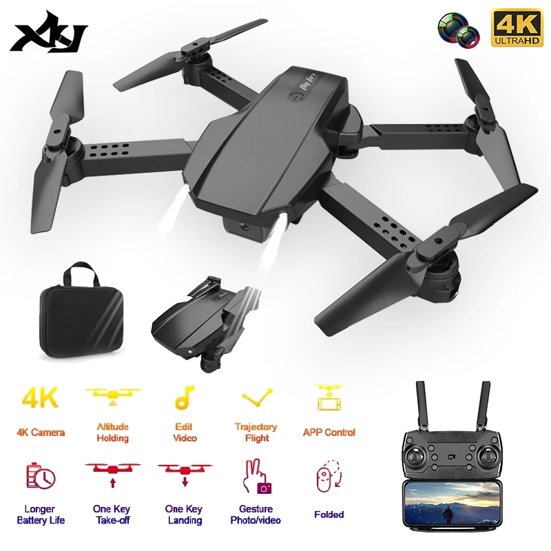 XKJ 2020 Новый F97 дрона с дистанционным управлением 4K HD двойной Камера Широкий формат съемки WI FI FPV Безголового