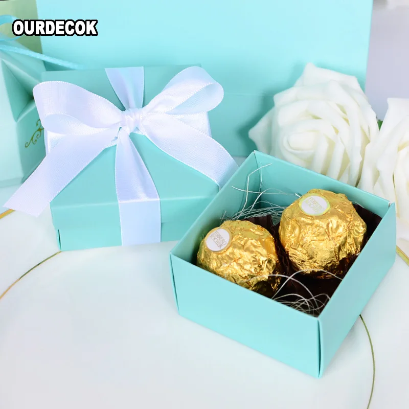 100 шт. Романтическая Свадебная коробка Tiffany Blue Paper Candy Box DIY Cookie подарочные коробки