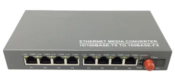 

MST100MS-8 Industrial Grade Ethernet Media Converter 8*10/100Base-Tx to 1*100Base-Fx fibra optica Single Mode Dual Fiber SC 20KM