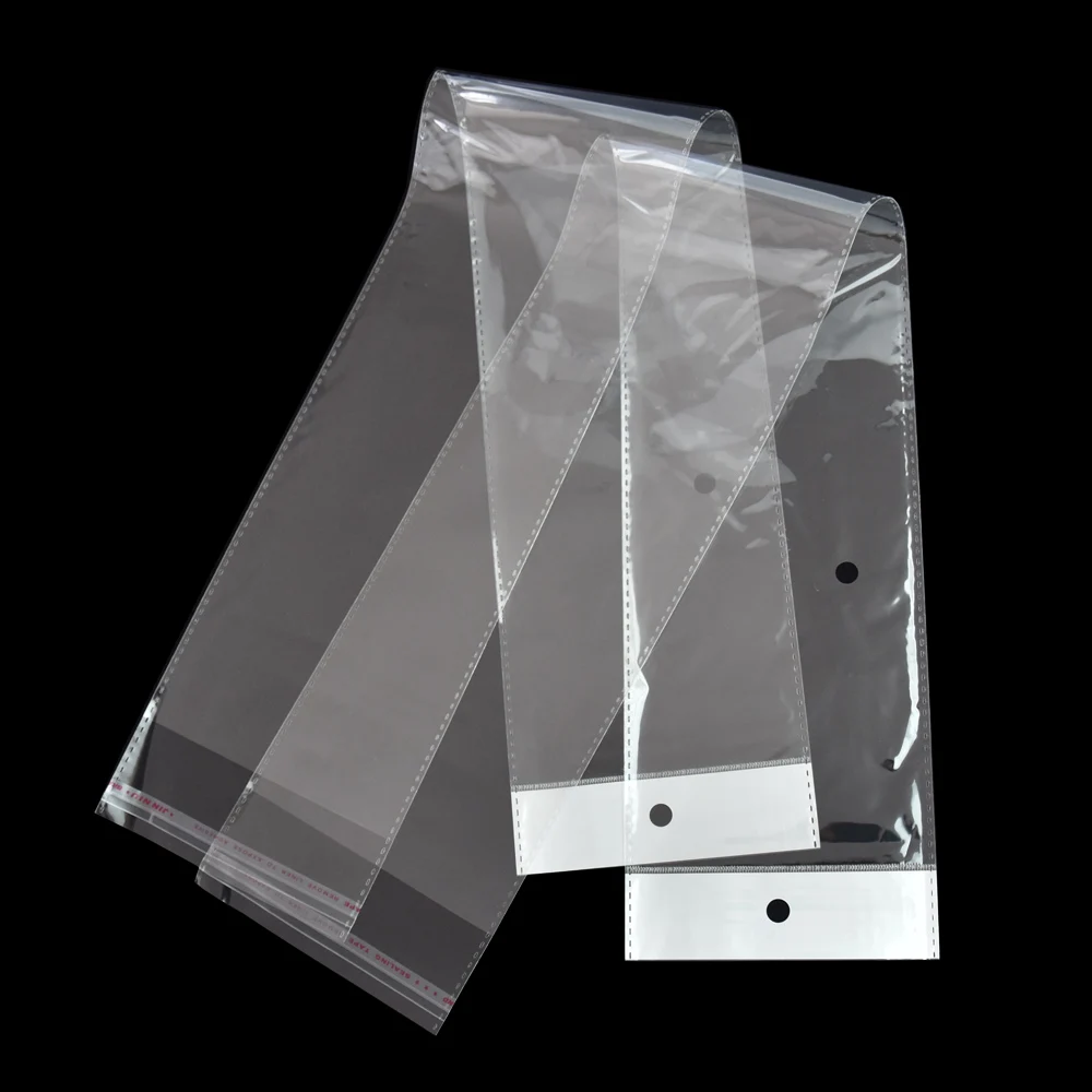 

12.5x62cm Long Transparent OPP Poly Bags Slef-Adhesive Clear Plastic Hairpiece Package Bag 100 pieces