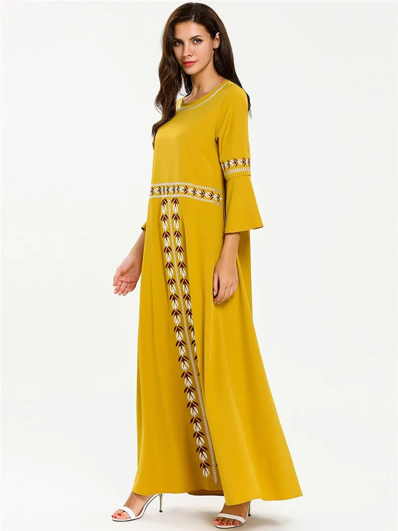 Vestido абайя кафтан халат Дубай, Турция исламский арабский мусульманский хиджаб платье Кафтан платья Катара Elbise Robe Musulmane Longue