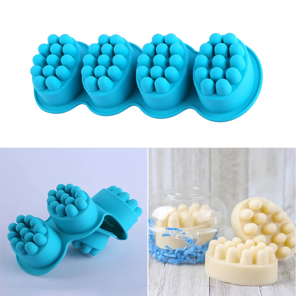 4 полости, силиконовая форма для мыла, Креативные 3D формы ручной работы для изготовления мыла, Массажная форма для рукоделия, мыло для изготовления ванны, инструменты ручной работы