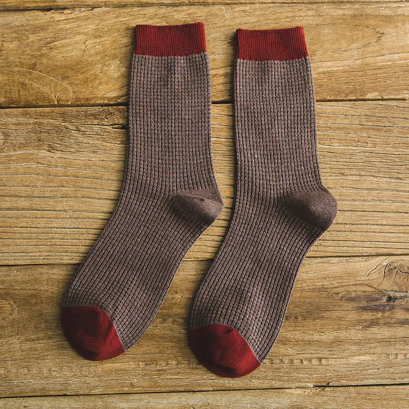 2 пары, мужские высококачественные хлопковые носки Harajuku, двойные швы, компрессионные носки для мужчин, зимние теплые деловые длинные носки