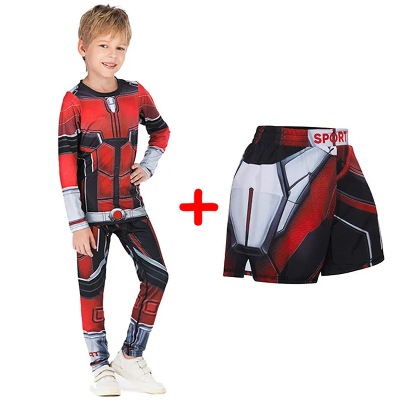Детская одежда; Спортивный костюм «Капитан Америка» для маленьких мальчиков; Детские шорты «Муай Тай»; компрессионный костюм для маленьких мальчиков; реглан; колготки «ММА» - Цвет: 9