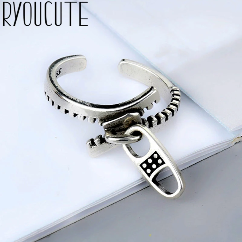 New Charming Zipper Chains Finger Ring for Women Vintage Boho Knuckle Party Rings Gothic