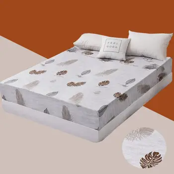 

Mattress Cover With Elastic Band Printing Brushed Fitted Sheet Simplicity Pure Pattern Soft Bedding Linens Home couvre lit