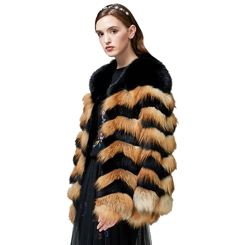 

2019 New style fox fur blue fox red fox fur coat long sleeves two color mixed fashion women fur coat DHL free shipping