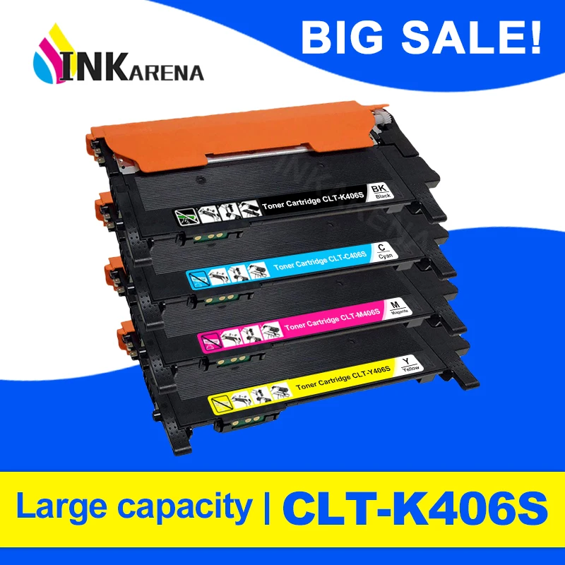 

INKARENA 4Color Compatible Toner Cartridge CLT-406s K406s for Samsung Xpress C410w C460fw C460w CLP 365w CLP-360 CLX 3305 3305fw