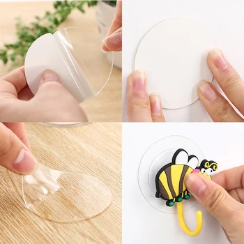 

5/PCS Suction Cup Hook Auxiliary Sticker Tile Wall Surface Double-sided Paste Patch Transparent Magic Seamless Adhesive Storage