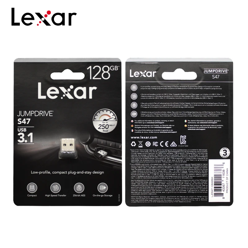 Lexar USB 3 0 Pendrive Jumpdrive S47 128 Гб 64 оперативной памяти 32 встроенной запоминающее
