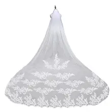 2,85 м кружевная кромка свадебная фата Романтическая Свадебная Фата Мантилья с гребнем для невесты Свадебные аксессуары