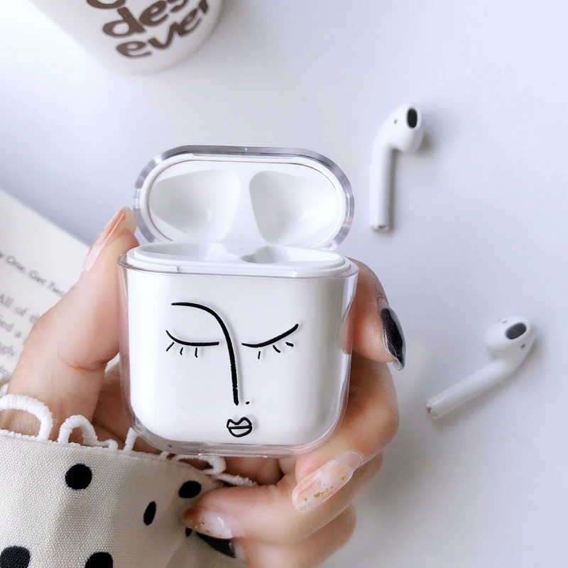 Для Apple Airpods 1 2 Чехол с милым рисунком Funda мультфильм каракули Bluetooth зарядка коробка крышка Coque прозрачный жесткий корпус