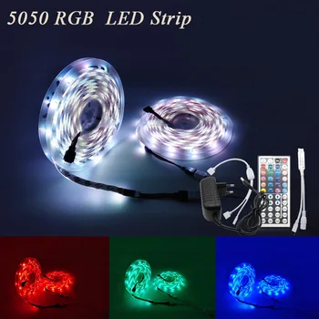 

5m 10m 15m 20m LED Strip 5050 2835 RGB Strip LED Light Flexible Ribbon Stripe DC 12V RGB Diode Tape IR Controller Adapter EU US