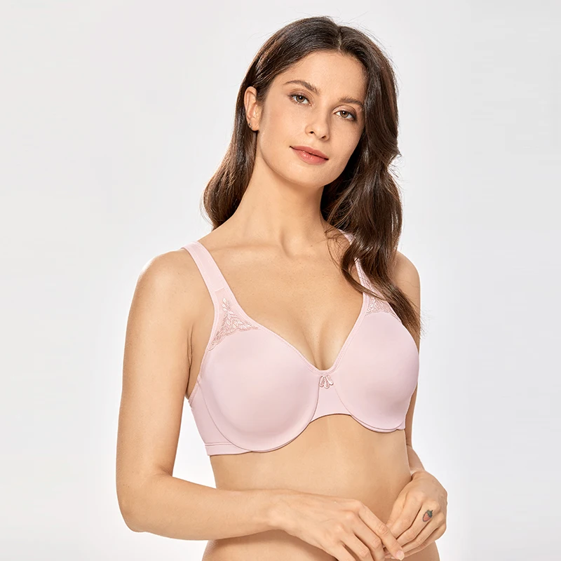 

Women's Plus Size Seamless Full Coverage Underwire Embroidery Smooth Minimizer Bra