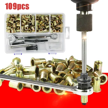 

109pcs/set Multifunction Electric Rivet Pistola Manual Home Nuts Tool Kit With Spanner Handheld Practical Portable DIY Pneumatic