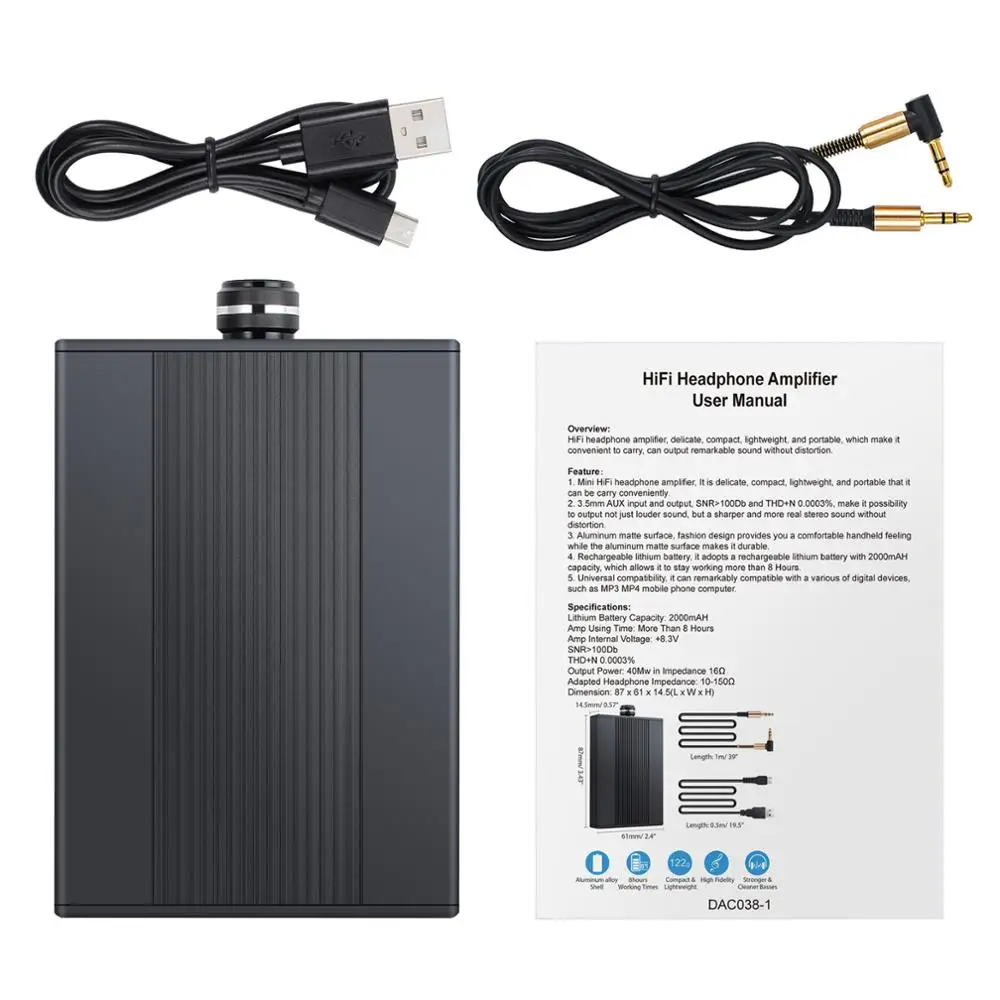 eSYNiC HiFi Earphone Headphone Amplifier Protable Amplifier HIFI Fever Headphone Audio Power Amplifier Mini Portable Lithium AMP