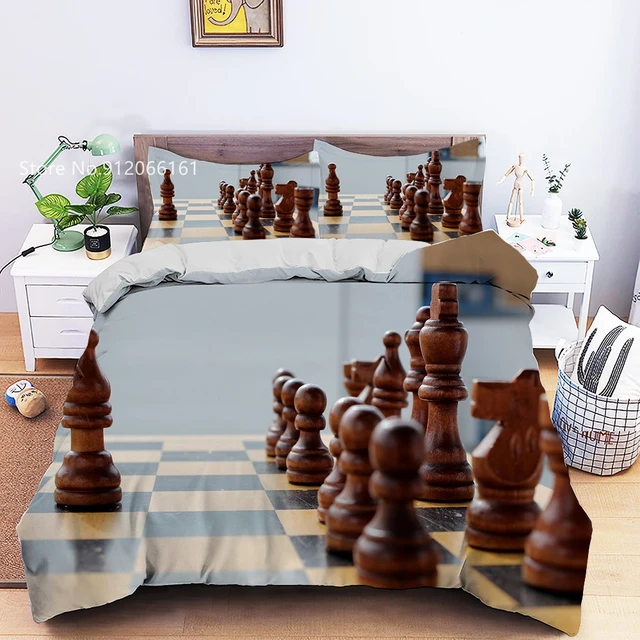 Jogo de xadrez duplo em tablet digital com peças de xadrez tridimensional.