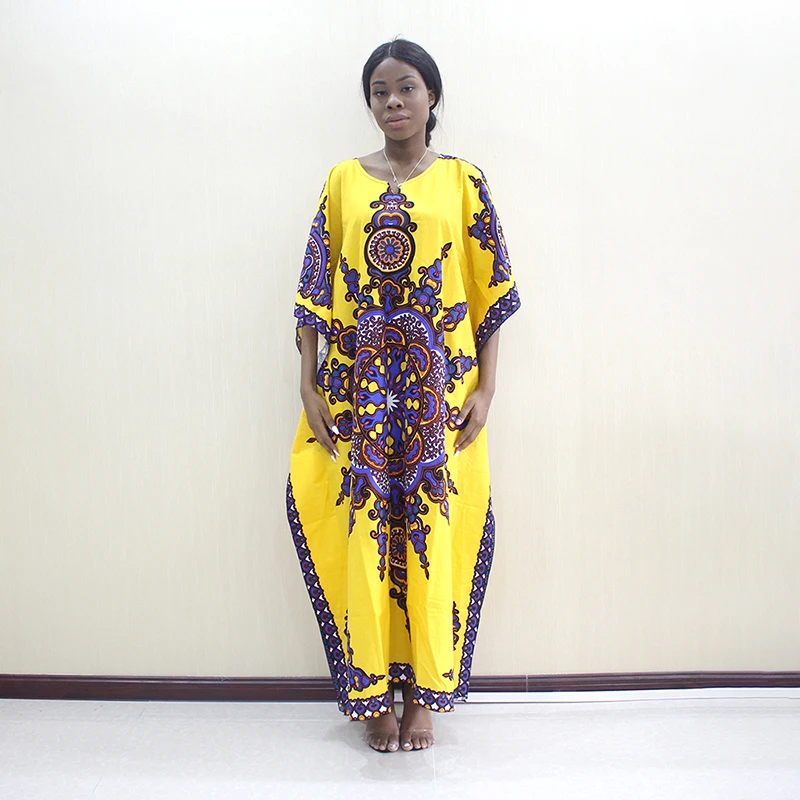 Dashikiage новейшее поступление из Африки модное платье с принтом Дашики желтое хлопковое Африканское Дашики женское платье супер большой размер