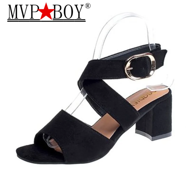 

Mvp Boy Woman Summer Shoes 2020 Women's Sandals Square Heel Sandals Gladiator Cross-tied Sandal High Heels PLUS SIZE 35-40 Black