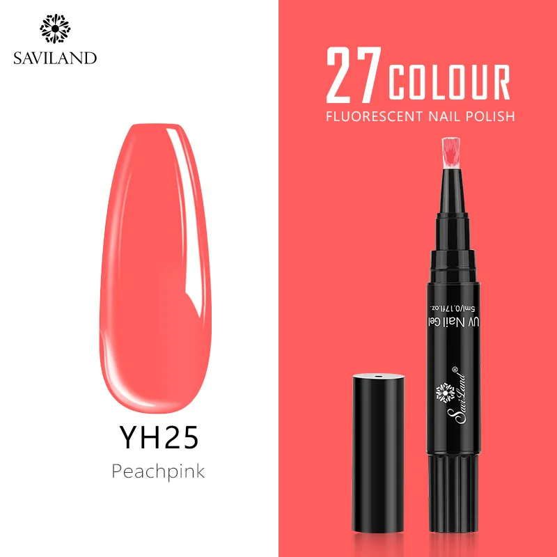 YH25 SAVILAND неоновая гелевая Лаковая ручка для ногтей флуоресцентная гелевая ручка блеск впитываемый лак для ногтей грунтовка UV летние инструменты для дизайна ногтей - Цвет: YH25